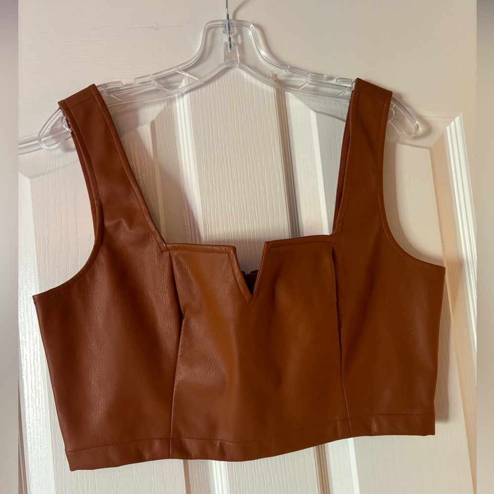 Brown leather anthropology tank top